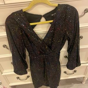 Long Sleeve Multicolor Sequence Dress